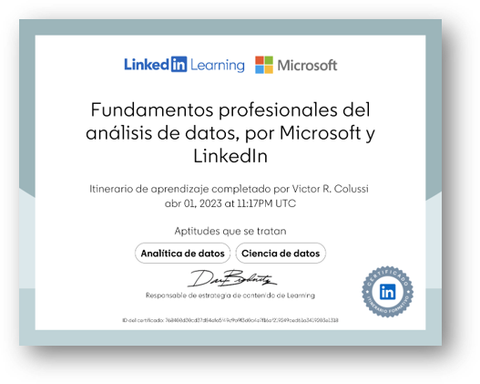 Certificado Excel LinkedIn